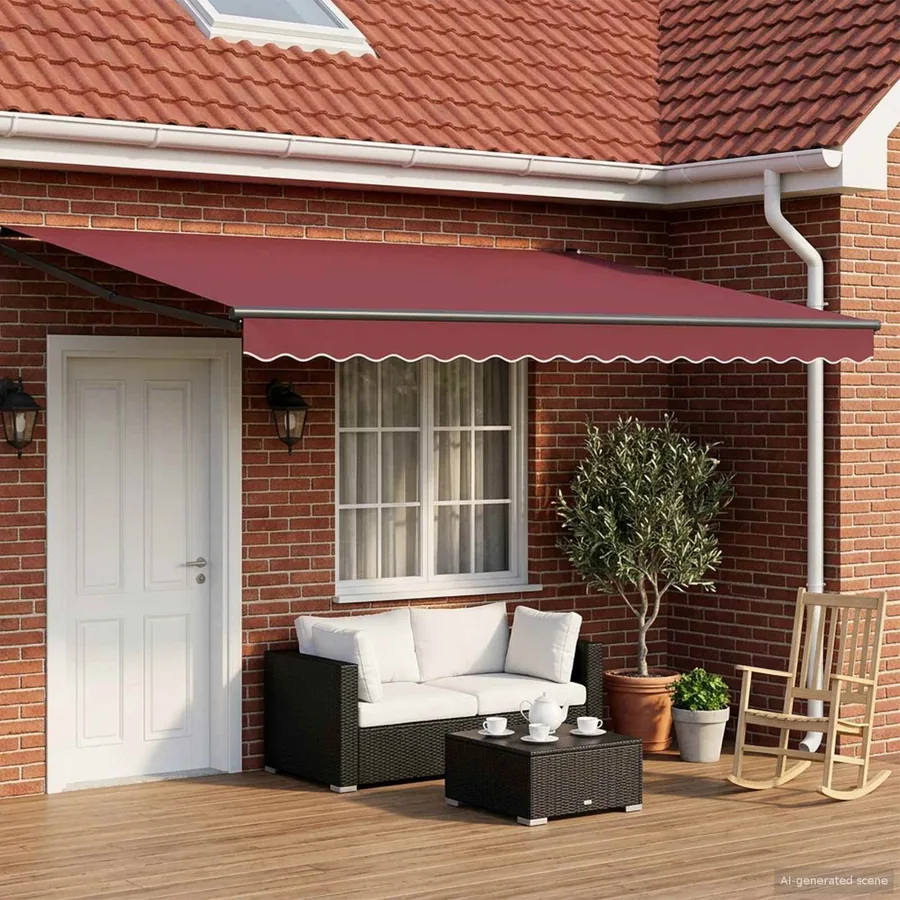 Store rétractable manuel avec LEDs 4 × 3 m