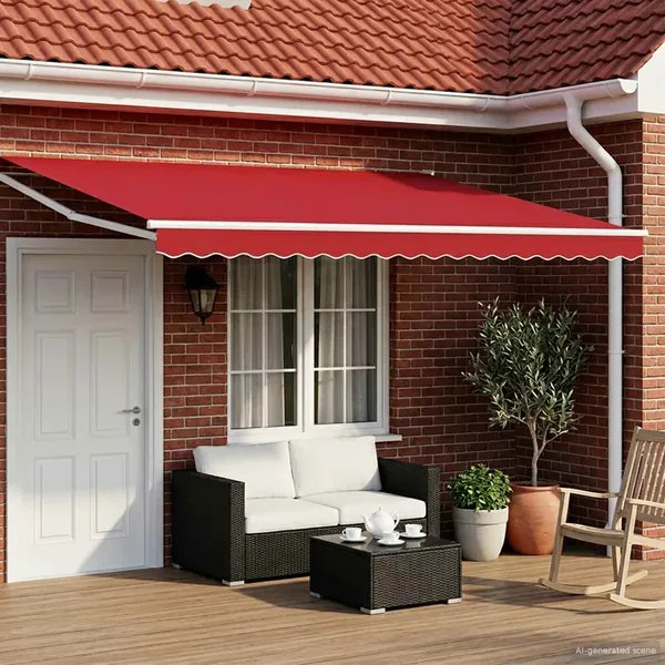 Auvent rétractable électrique Rouge et Blanc 4 × 3 m