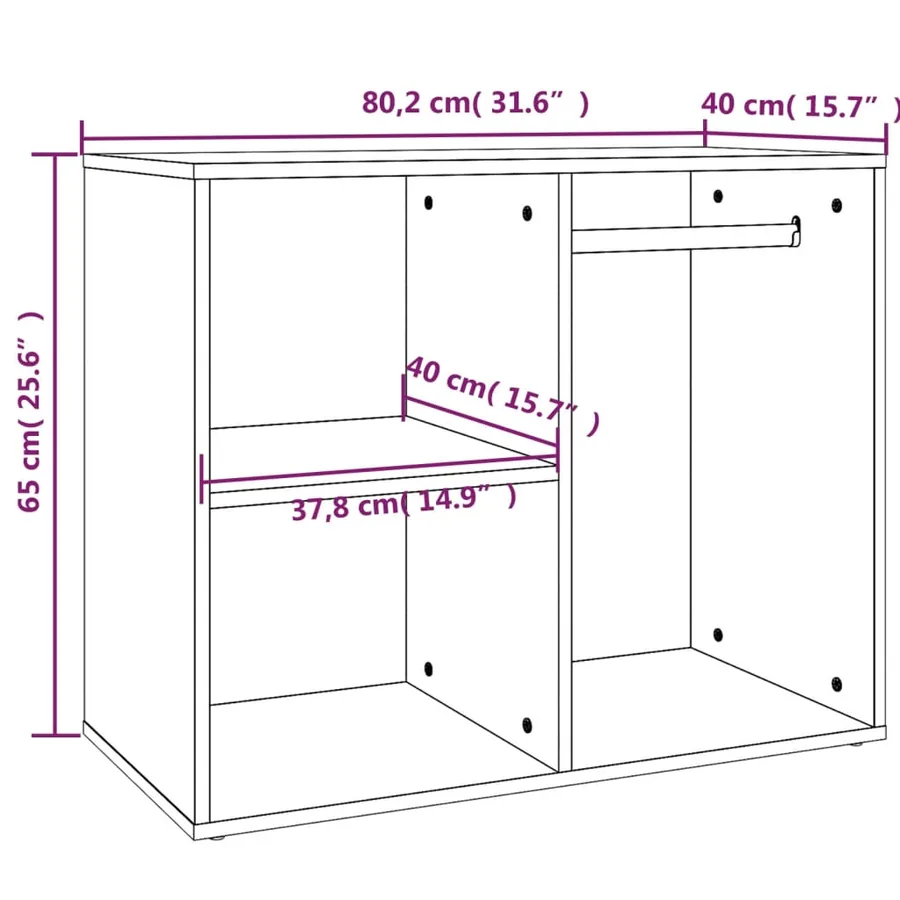 Armoire de dressing Sonoma gris 80x40x65 cm Bois d'ingénierie - 7