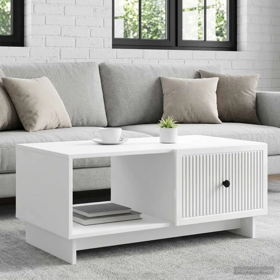Table basse Blanc brillant 90 x 50 x 40 cm Bois d'ingénierie