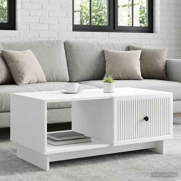 Table basse Blanc brillant 90 x 50 x 40 cm Bois d'ingénierie