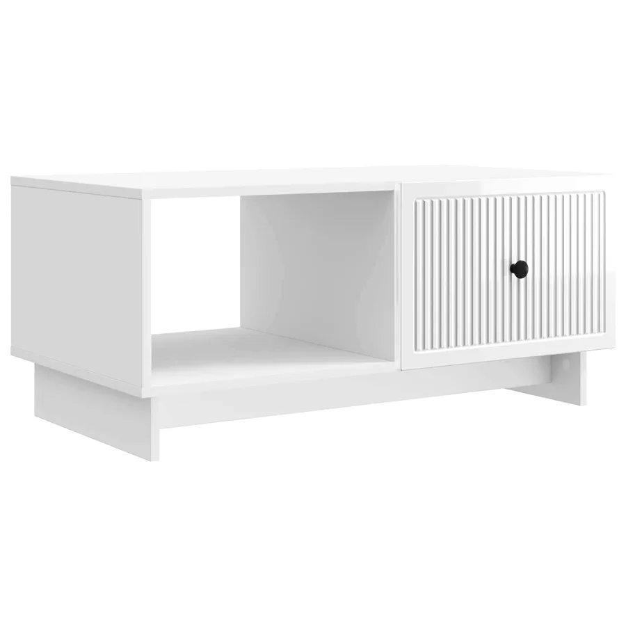 Table basse Blanc brillant 90 x 50 x 40 cm Bois d'ingénierie - 2