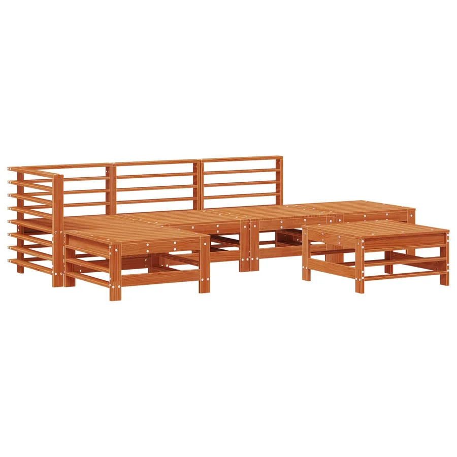 Ensemble de salon de jardin 5 pcs Brun cire Bois de pin massif - 2