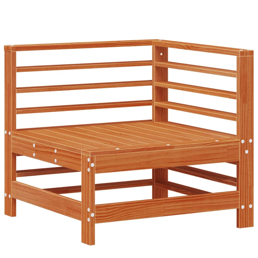 Ensemble de salon de jardin 5 pcs Brun cire Bois de pin massif - 3