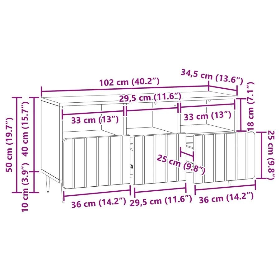 Meuble TV Sonoma gris 102 x 34,5 x 50 cm Bois d'ingénierie - 11