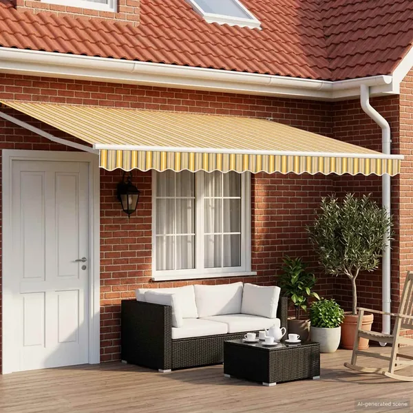 Auvent rétractable électrique Jaune et Gris 4,5 × 3 m