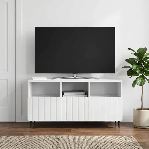 Meuble TV Blanc 102 x 34,5 x 50 cm Bois d'ingénierie