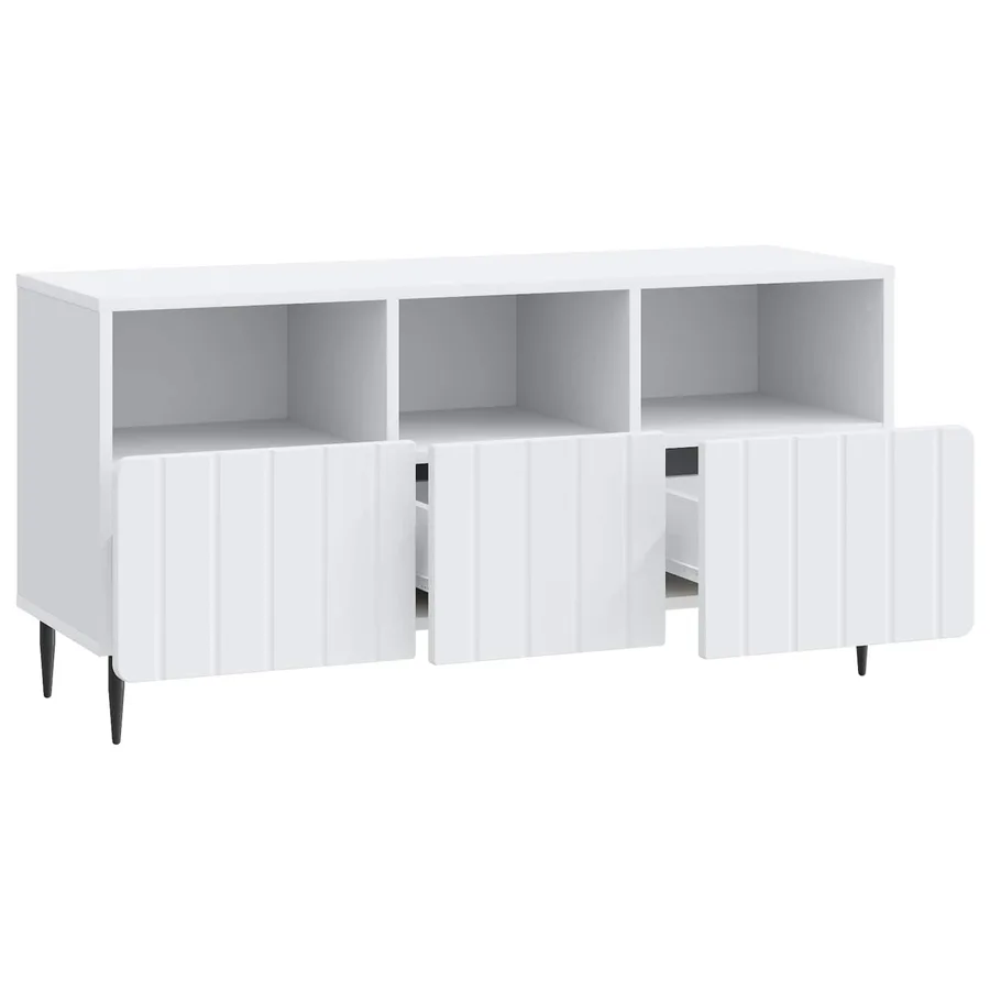 Meuble TV Blanc 102 x 34,5 x 50 cm Bois d'ingénierie - 5