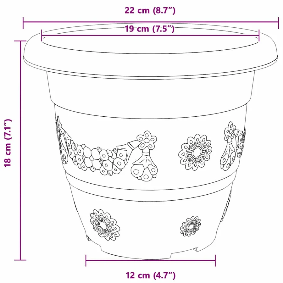 Pot à fleurs rond 24 pcs Noir Ø 22 x 18 cm Plastique - 9