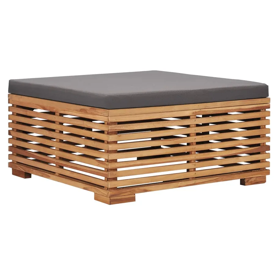 Salon de jardin 6 pcs avec coussin gris foncé bois de teck - 5