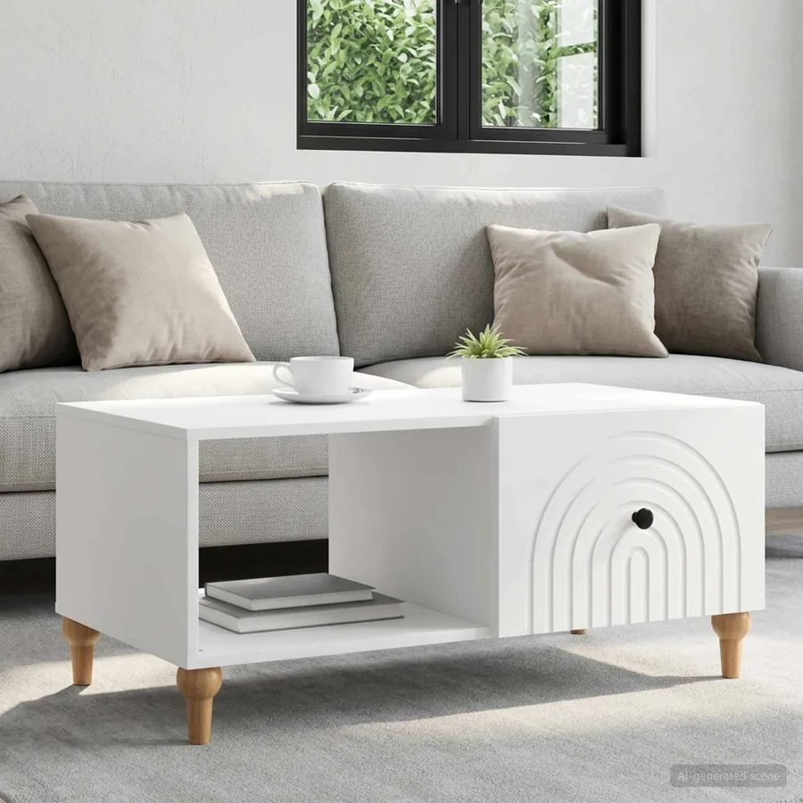 Table basse Blanc 90 x 50 x 40 cm Bois d'ingénierie