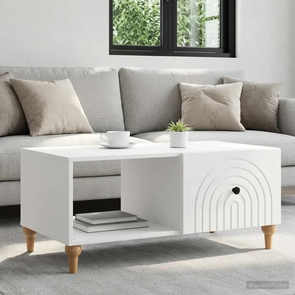 Table basse Blanc 90 x 50 x 40 cm Bois d'ingénierie