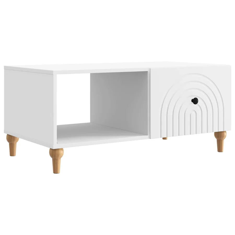 Table basse Blanc 90 x 50 x 40 cm Bois d'ingénierie - 2