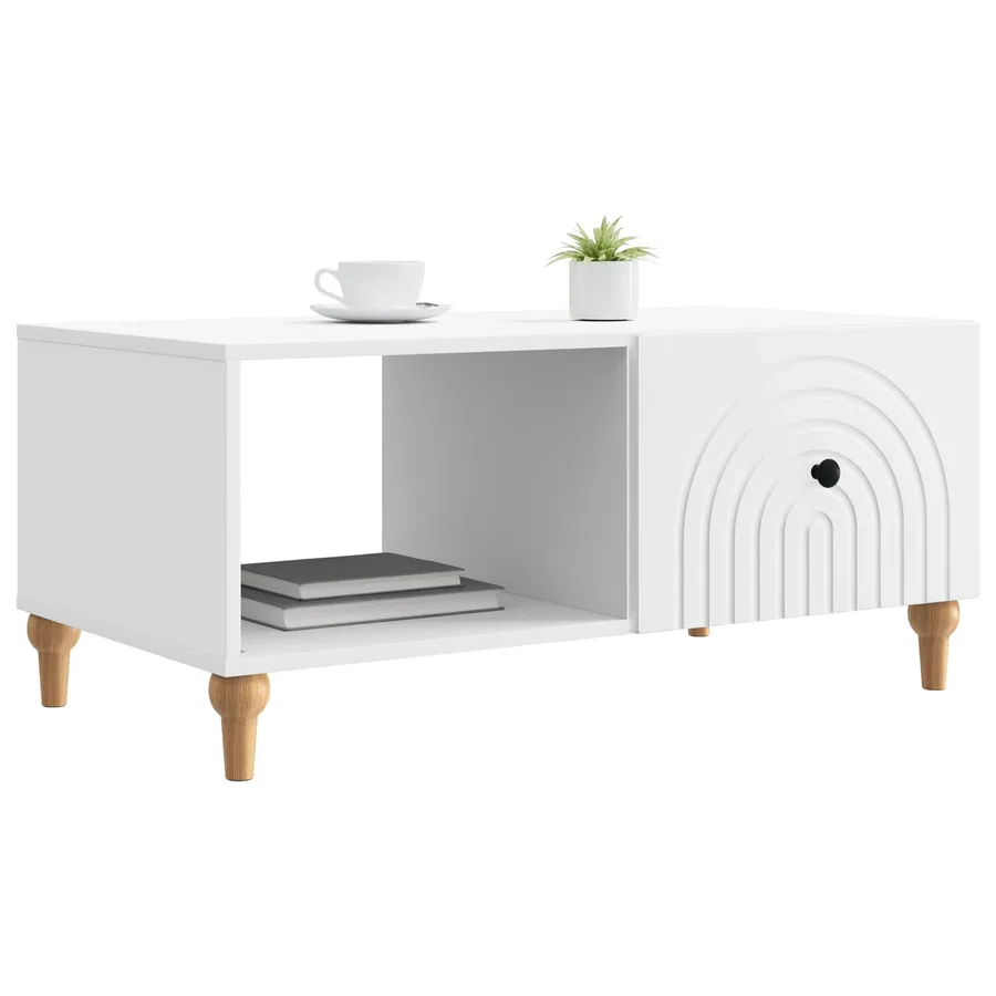 Table basse Blanc 90 x 50 x 40 cm Bois d'ingénierie - 3