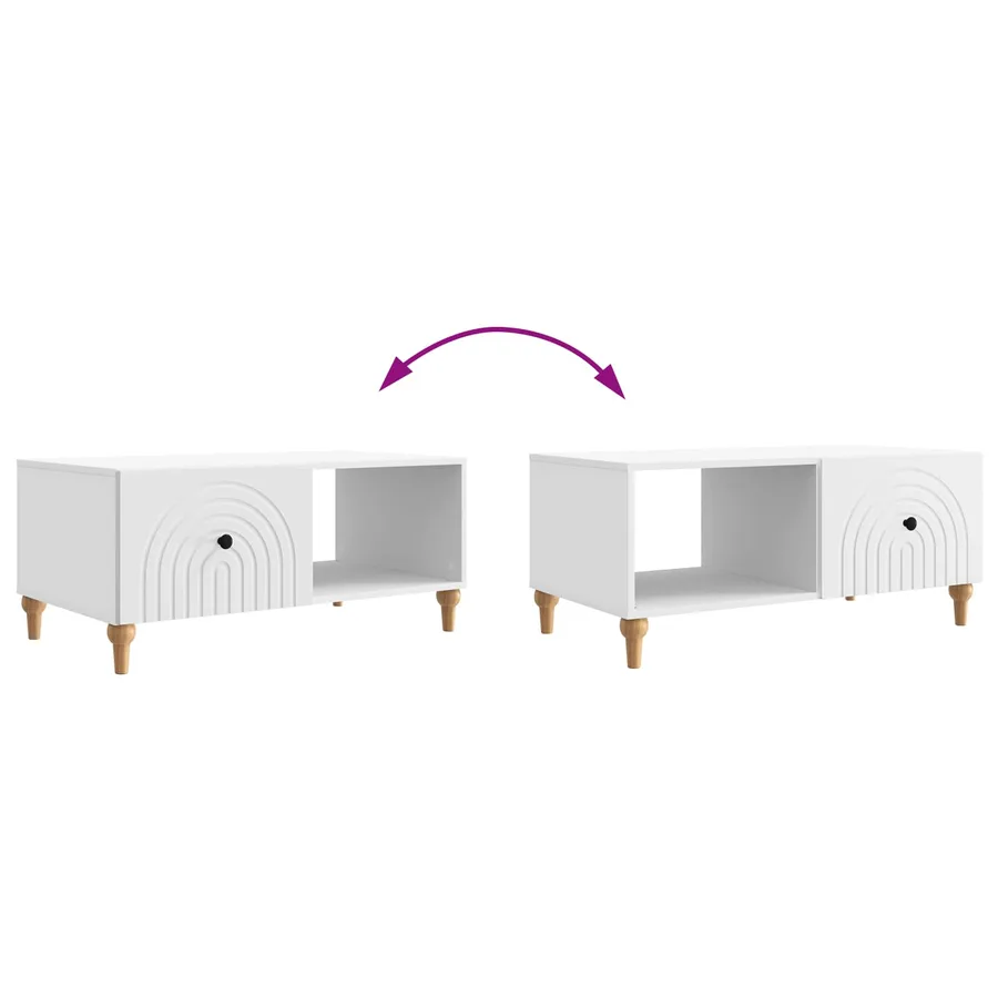 Table basse Blanc 90 x 50 x 40 cm Bois d'ingénierie - 8