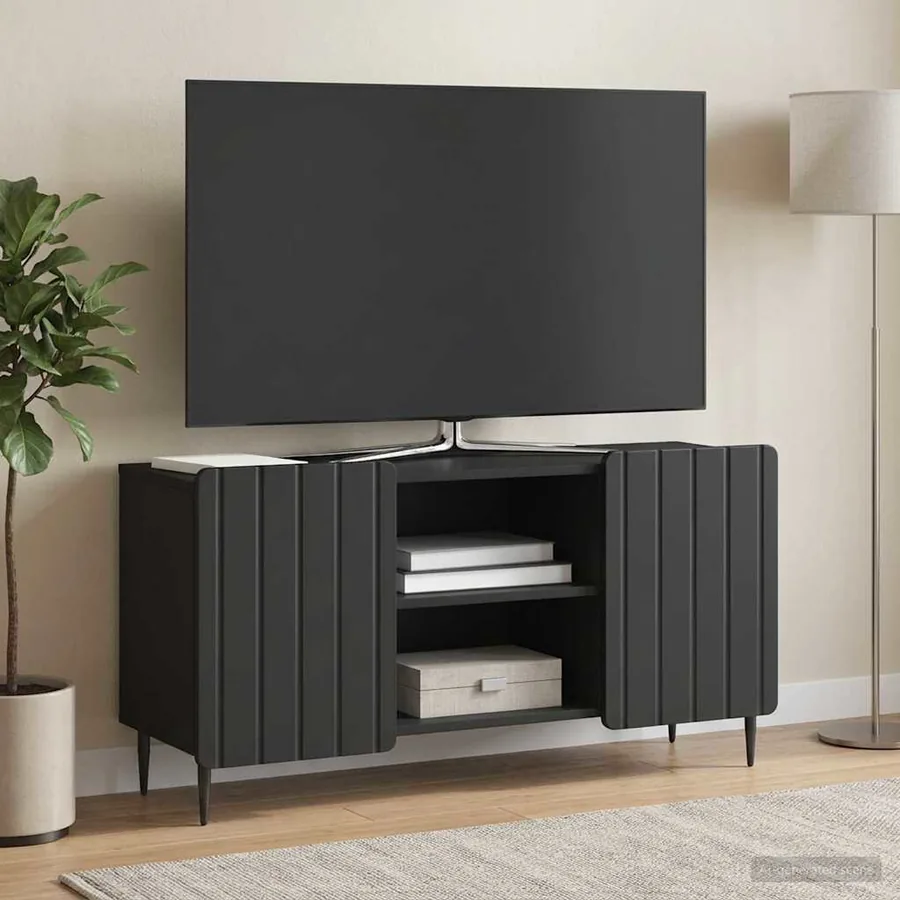 Meuble TV Noir 102 x 34,5 x 52 cm Bois d'ingénierie