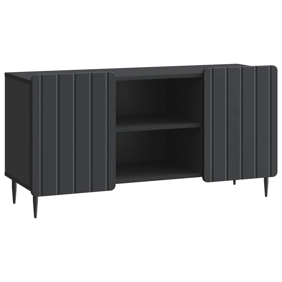 Meuble TV Noir 102 x 34,5 x 52 cm Bois d'ingénierie - 2