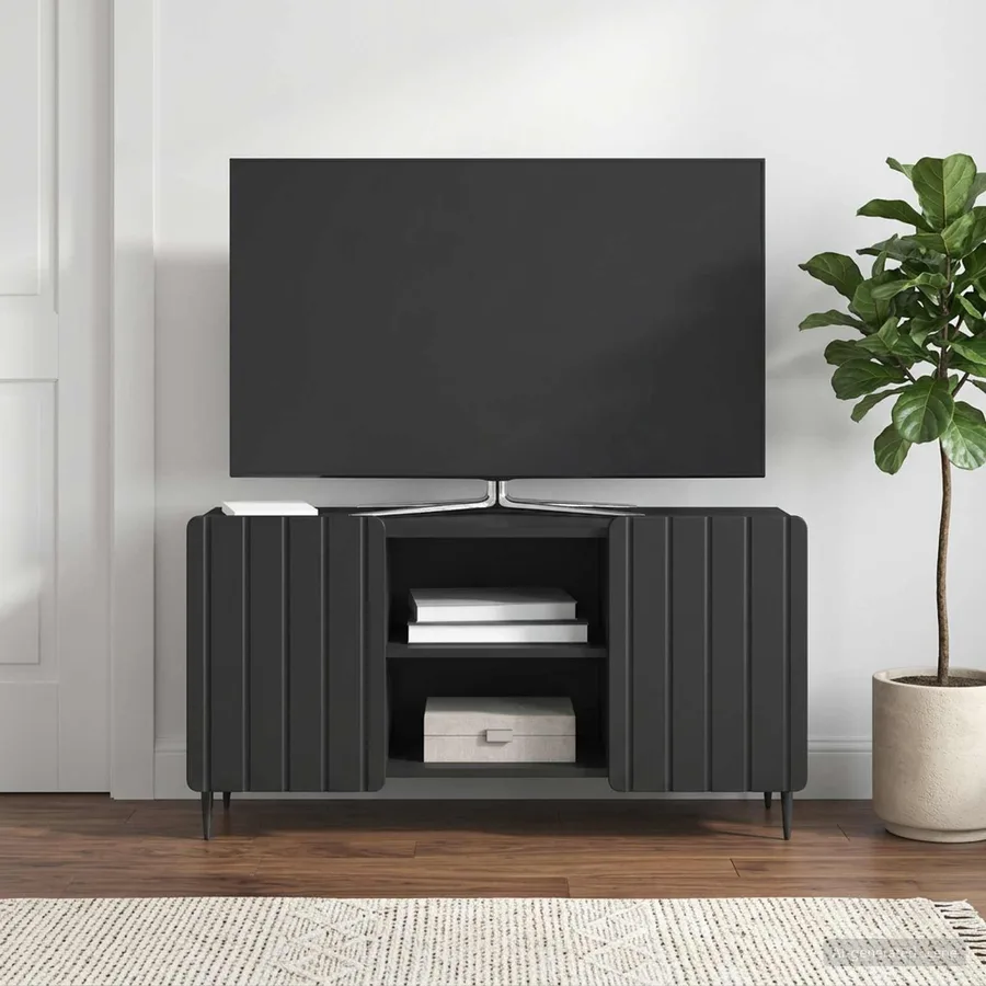 Meuble TV Noir 102 x 34,5 x 52 cm Bois d'ingénierie - 4