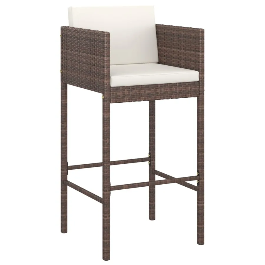 Ensemble bar de jardin 5 pcs et coussins Résine tressée Marron - 3