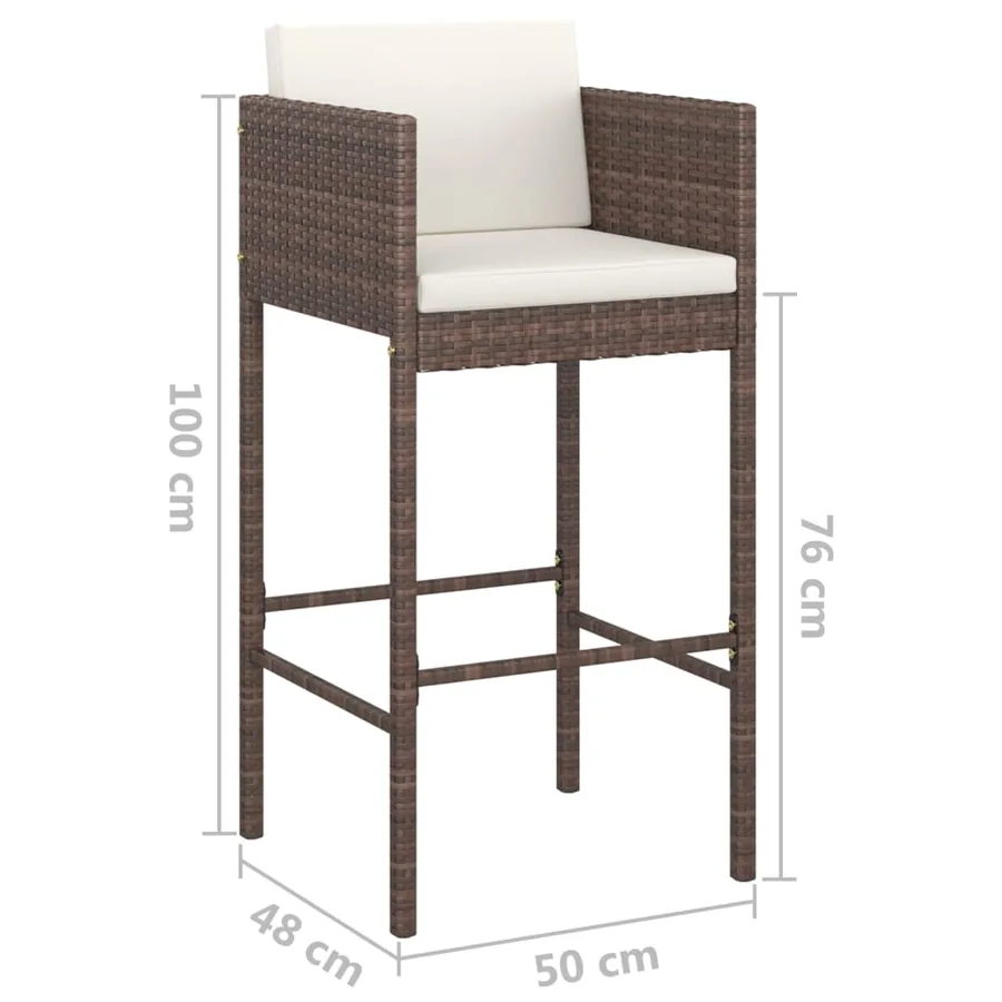 Ensemble bar de jardin 5 pcs et coussins Résine tressée Marron - 8