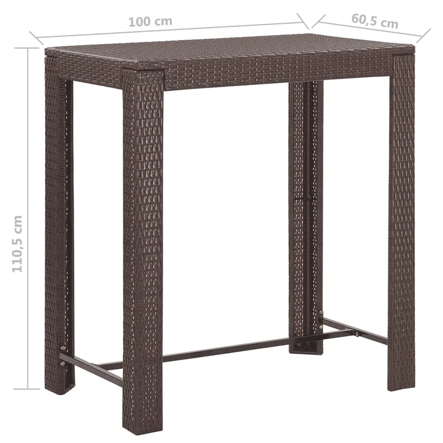 Ensemble bar de jardin 5 pcs et coussins Résine tressée Marron - 9
