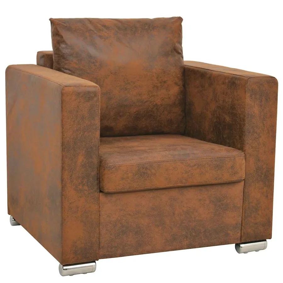 Fauteuil marron 82 x 73 x 82 cm en similicuir suédé