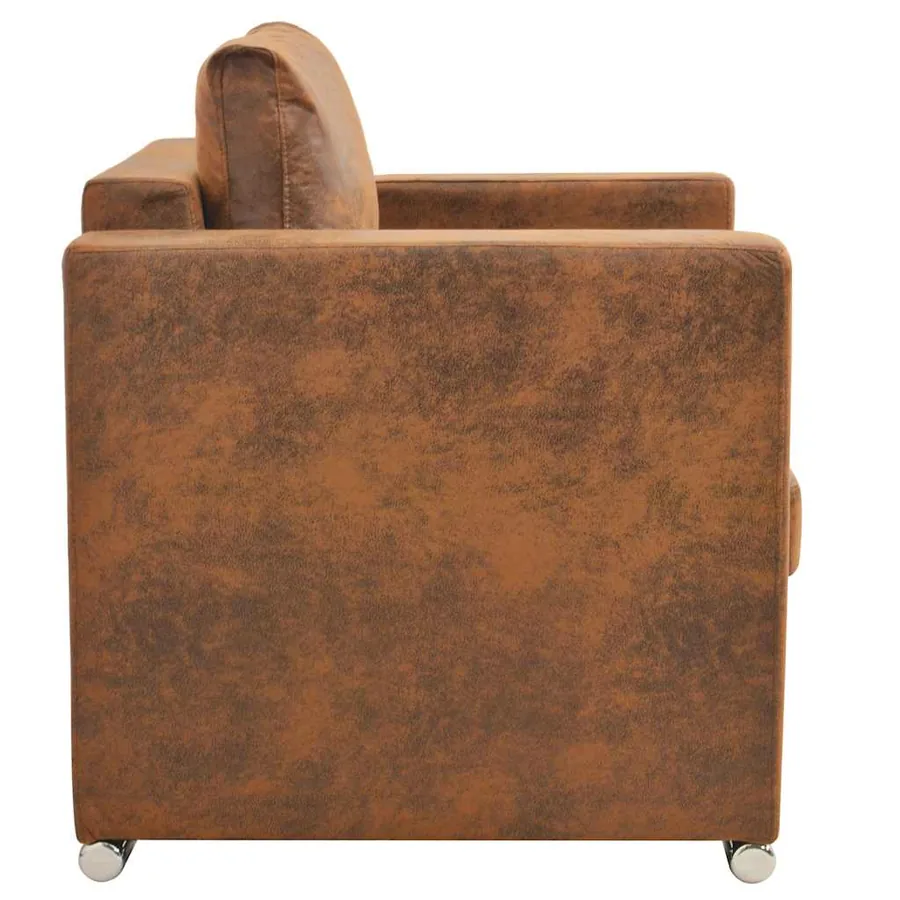 Fauteuil marron 82 x 73 x 82 cm en similicuir suédé - 3