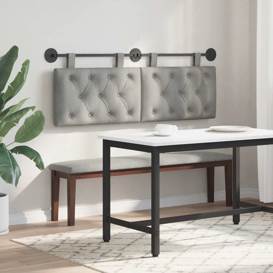 Tête de lit suspendue Avec lumière LED Gris clair Velours - 4