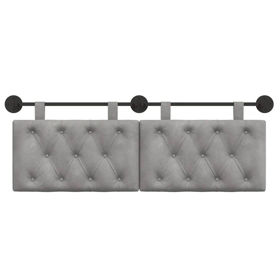 Tête de lit suspendue Avec lumière LED Gris clair Velours - 5