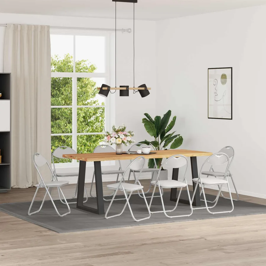 Chaise pliante 8 pcs Blanc et Gris 48 x 43,5 x 81 cm