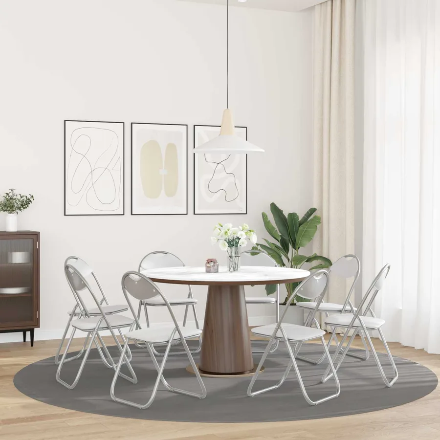 Chaise pliante 8 pcs Blanc et Gris 48 x 43,5 x 81 cm - 4