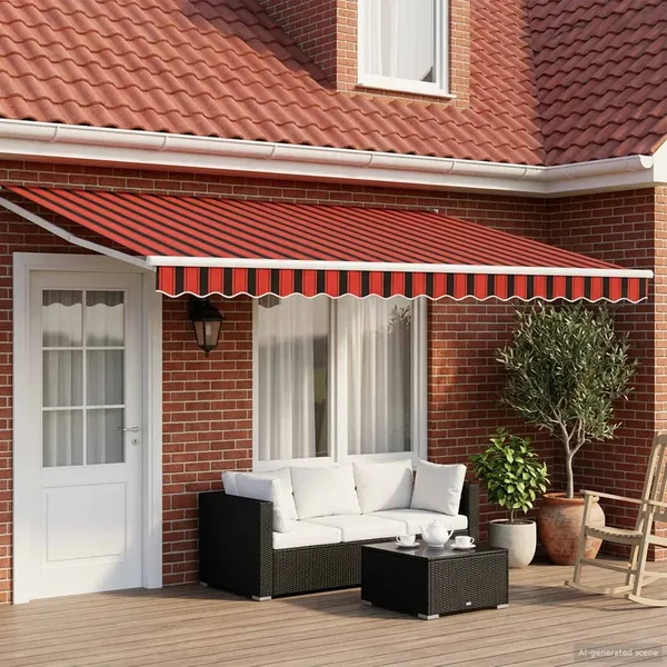 Store rétractable manuel avec LEDs 4,5 × 3 m