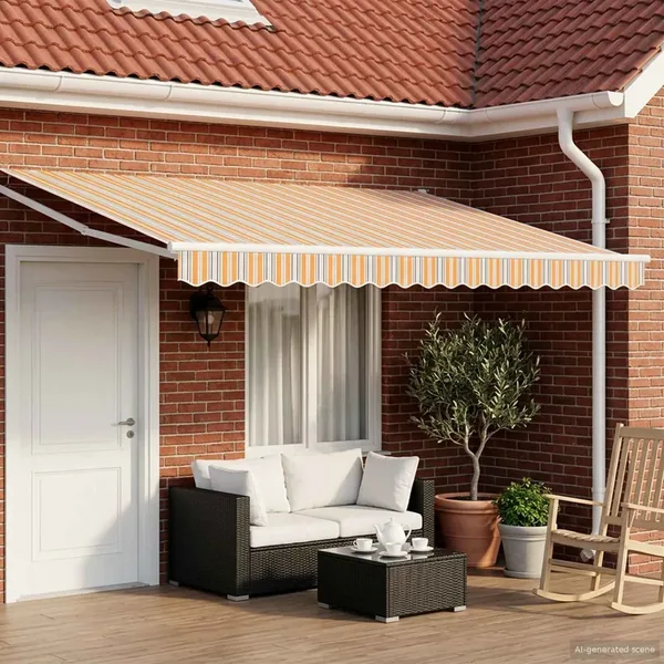 Store rétractable manuel avec LEDs 4,5 × 3 m