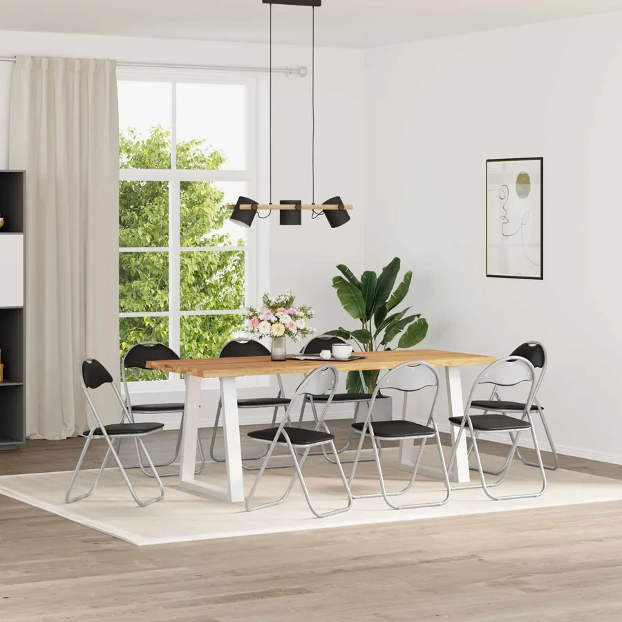 Chaise pliante 8 pcs Noir et gris 48 x 43,5 x 81 cm Simili cuir