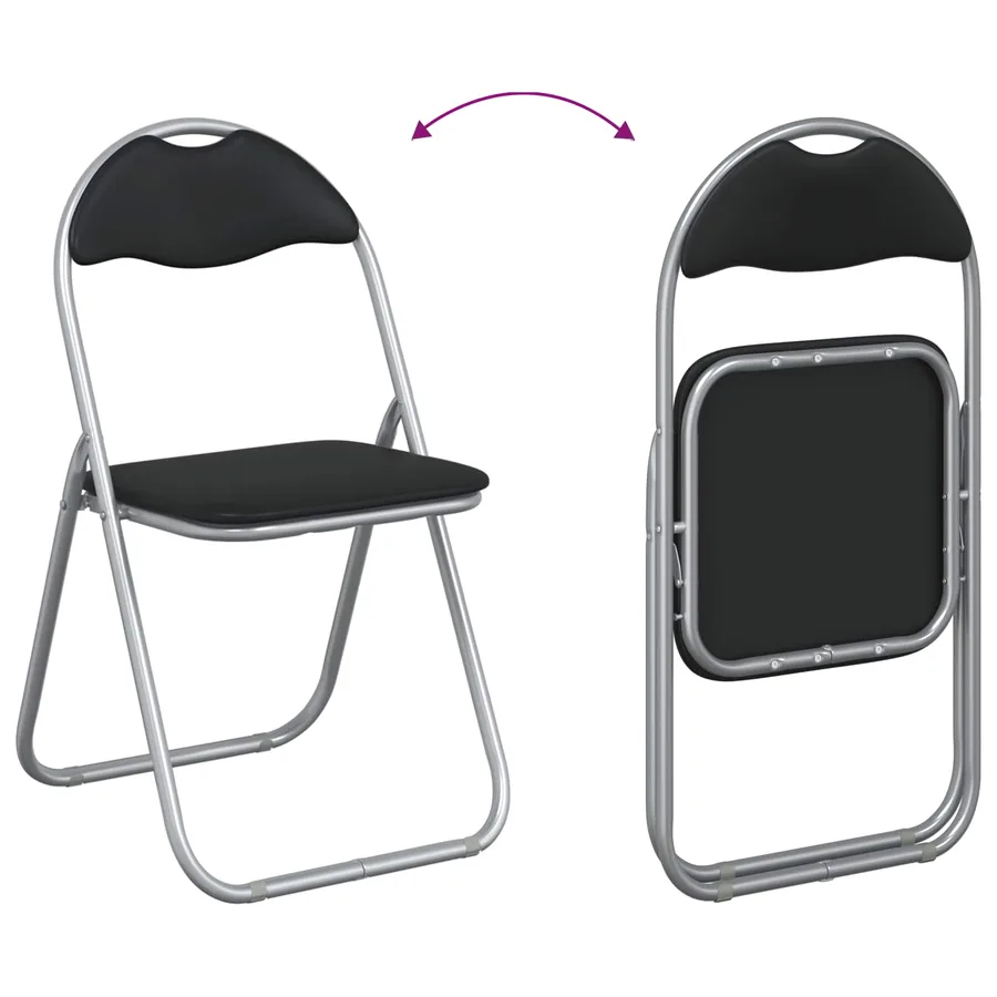 Chaise pliante 8 pcs Noir et gris 48 x 43,5 x 81 cm Simili cuir - 11