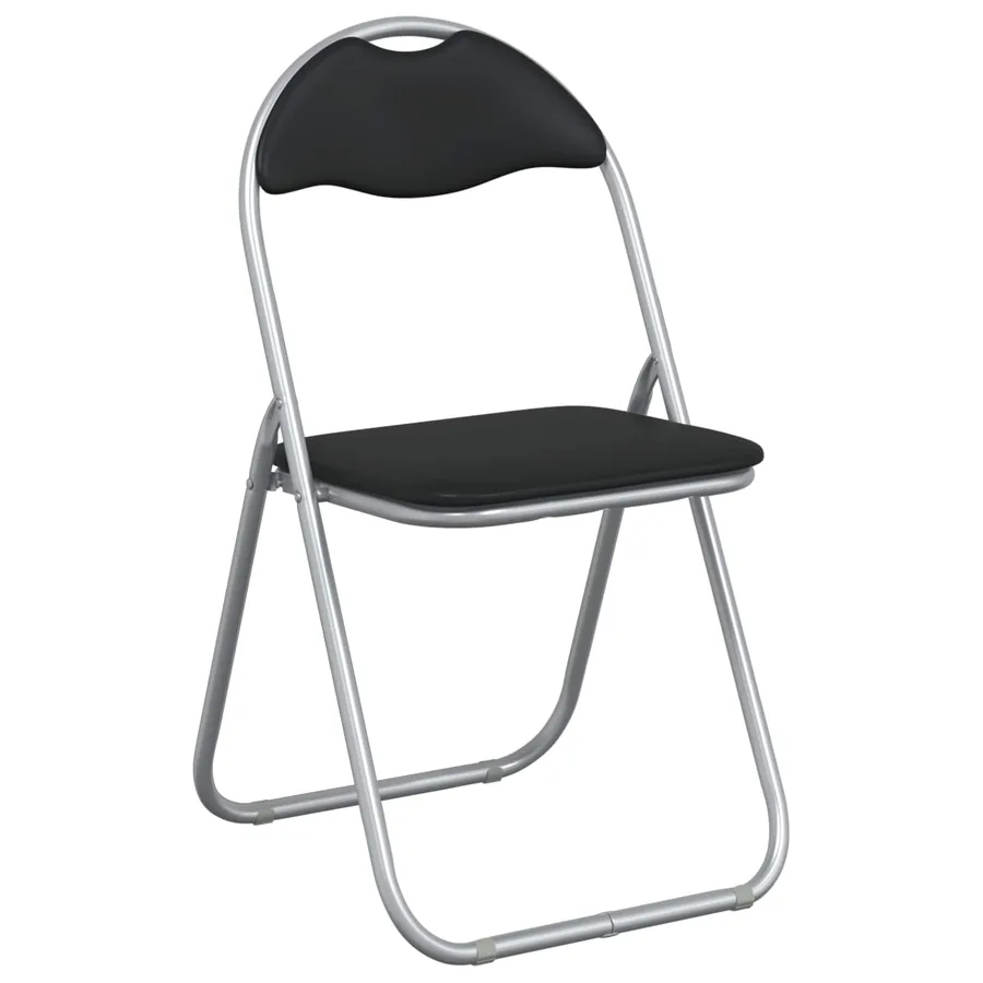 Chaise pliante 8 pcs Noir et gris 48 x 43,5 x 81 cm Simili cuir - 2