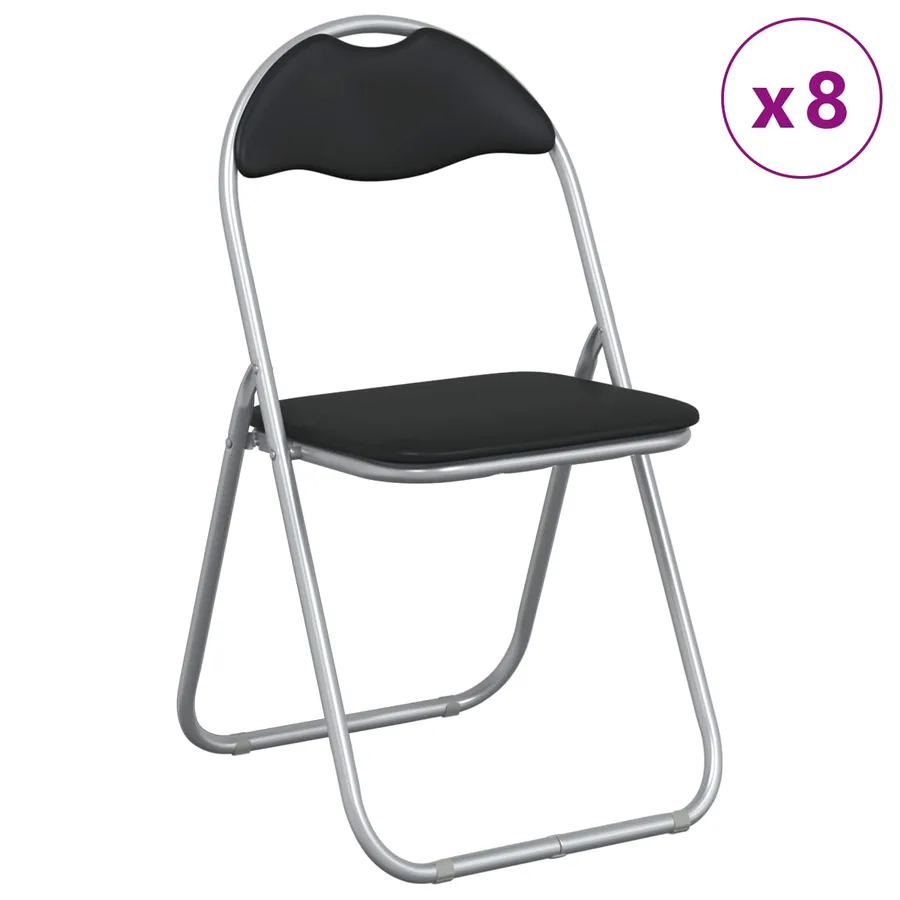 Chaise pliante 8 pcs Noir et gris 48 x 43,5 x 81 cm Simili cuir - 3