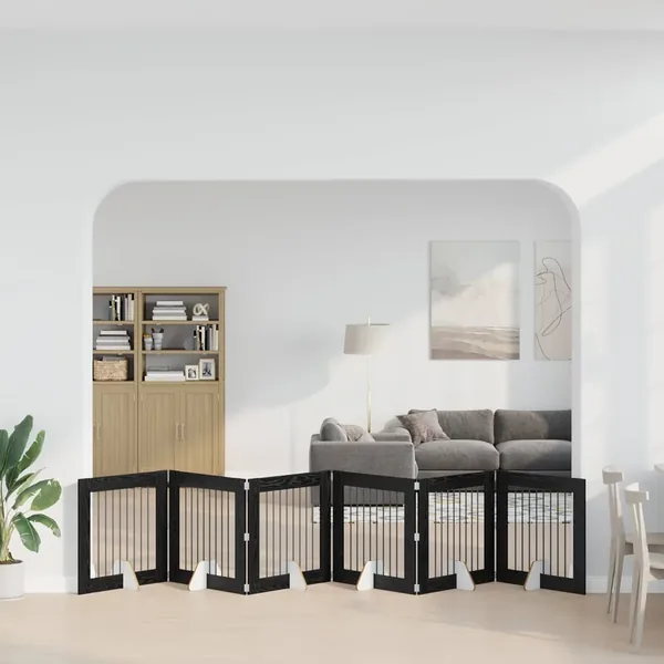 Porte de chien pliable avec supports 6 pcs Chêne noir 482 cm
