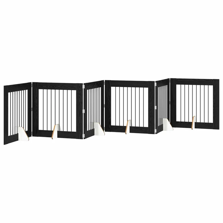 Porte de chien pliable avec supports 6 pcs Chêne noir 482 cm - 2