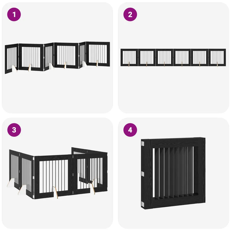 Porte de chien pliable avec supports 6 pcs Chêne noir 482 cm - 7