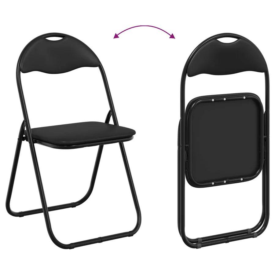 Chaise pliante 8 pcs Noir 48 x 43,5 x 81 cm Simili cuir - 11