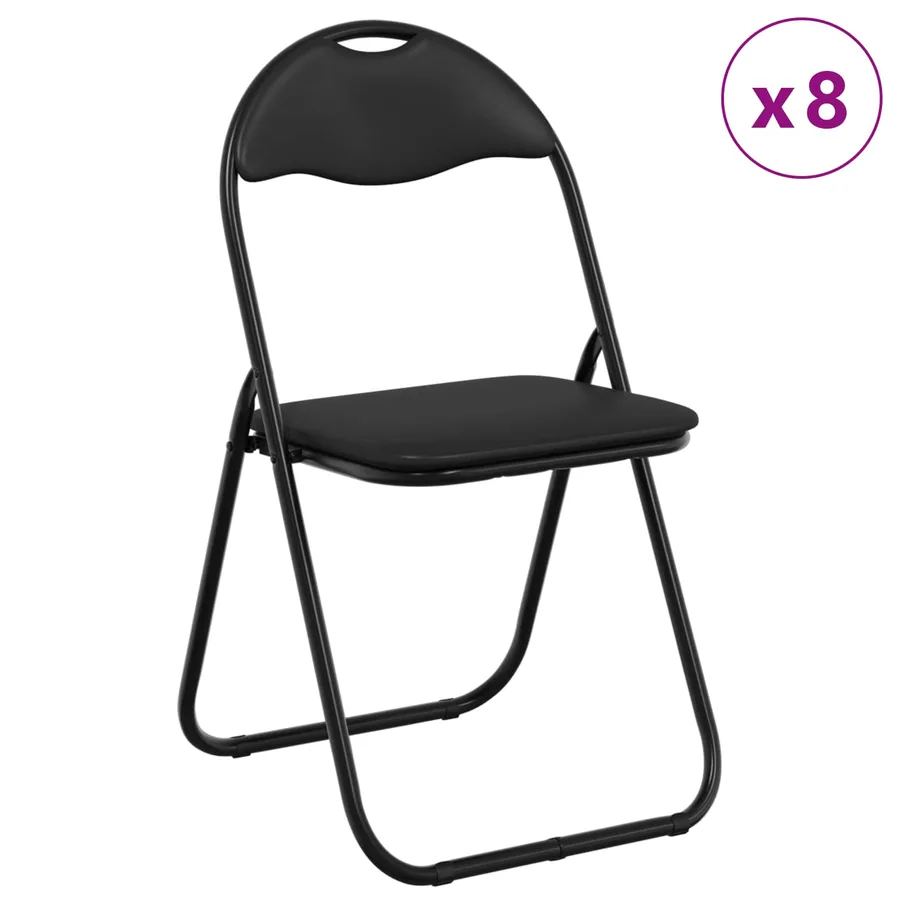Chaise pliante 8 pcs Noir 48 x 43,5 x 81 cm Simili cuir - 3
