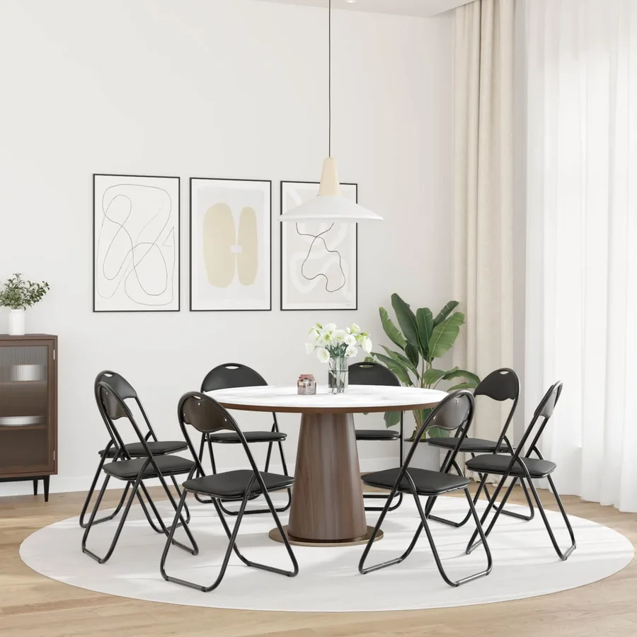 Chaise pliante 8 pcs Noir 48 x 43,5 x 81 cm Simili cuir - 4