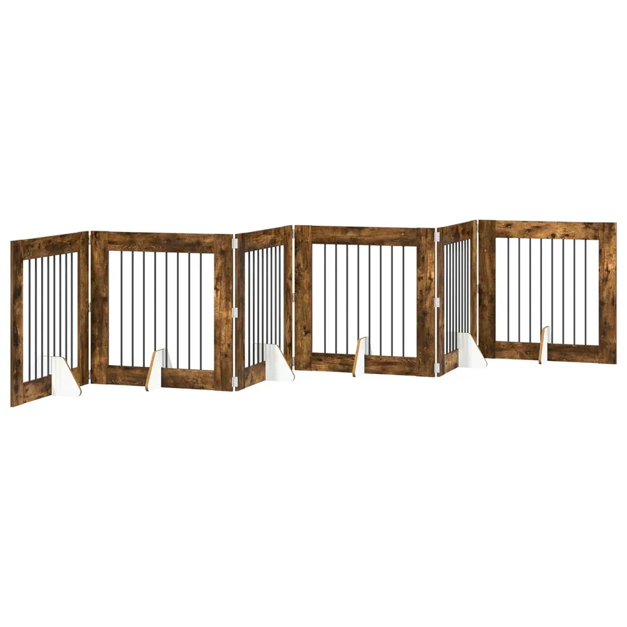 Porte de chien pliable avec supports 6 pcs Chêne fumé 482 cm - 2