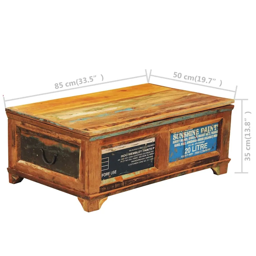 Table basse avec espace de rangement vintage Bois recyclé - 10