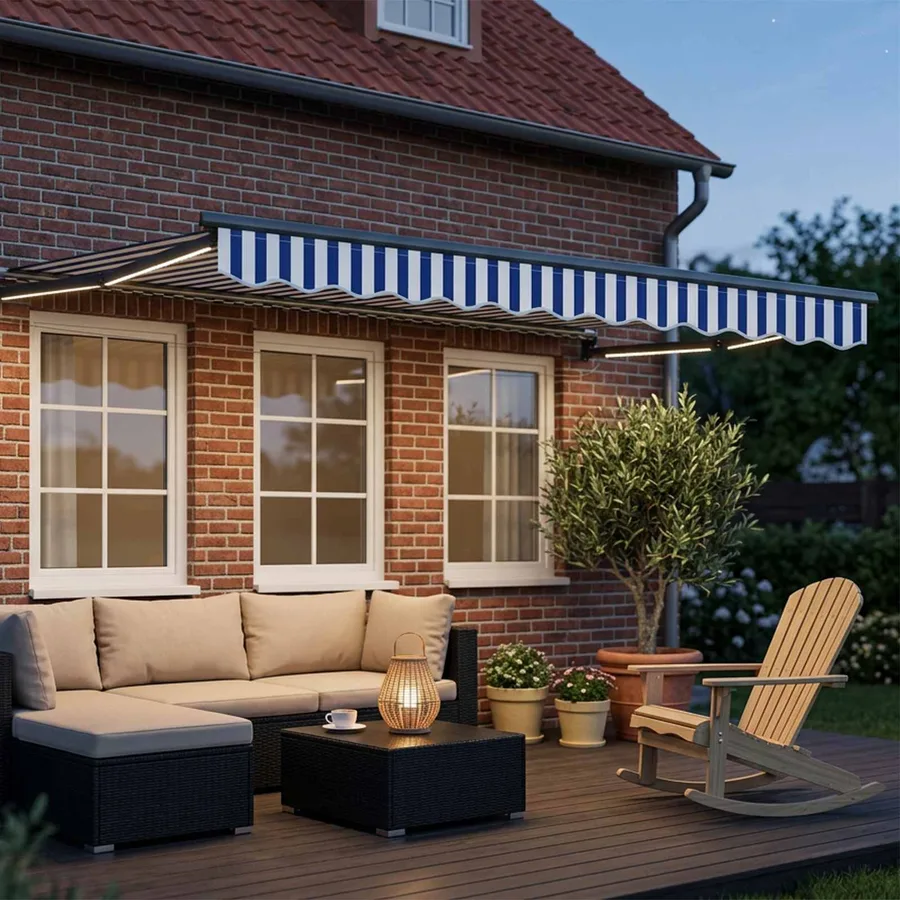 Store rétractable manuel avec LEDs 3,5 x 2,5 m - 3