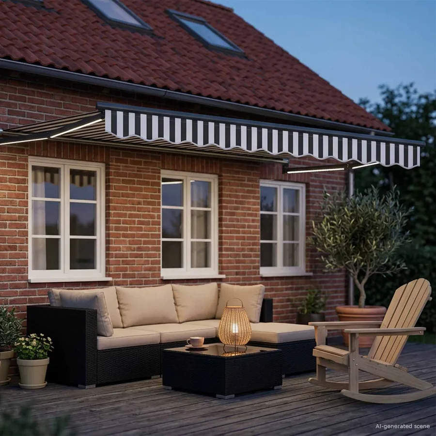 Store rétractable manuel avec LEDs 3,5 x 2,5 m - 3
