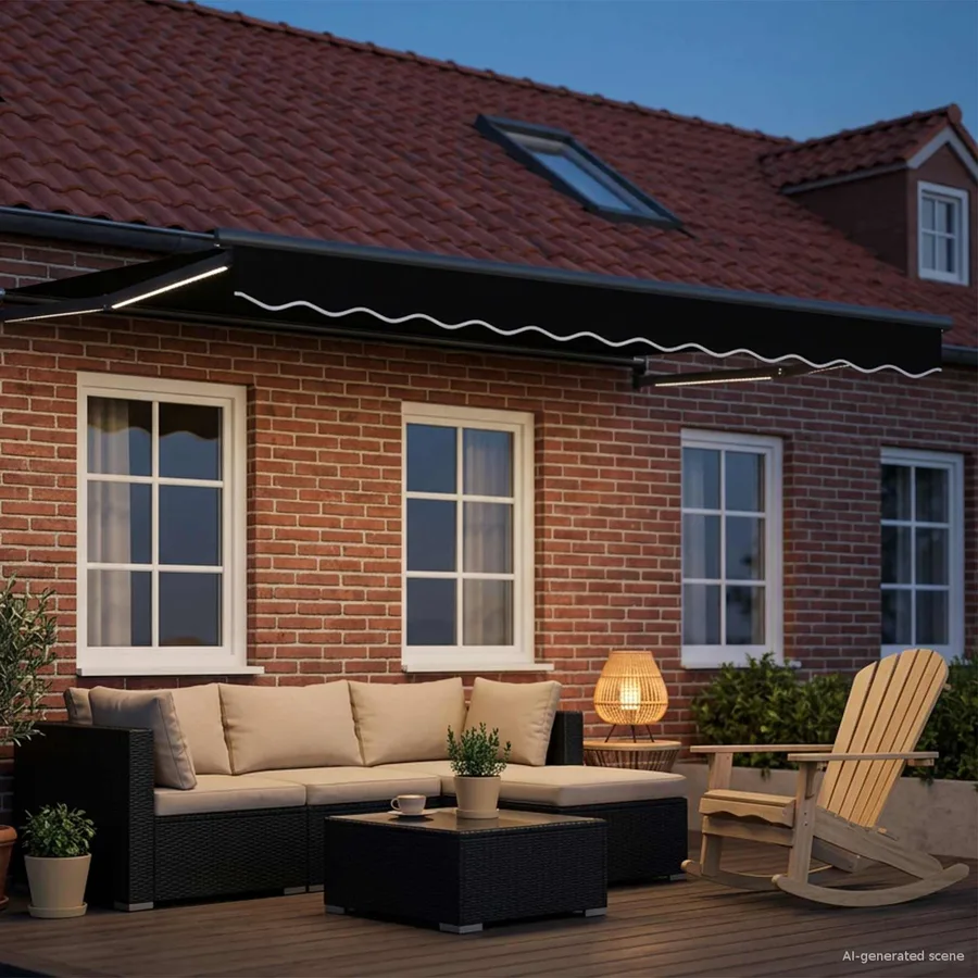 Store rétractable manuel avec LEDs 3,5 x 2,5 m - 3