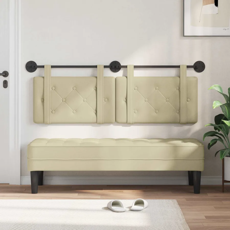 Tête de lit suspendue Crème Simili cuir - 3