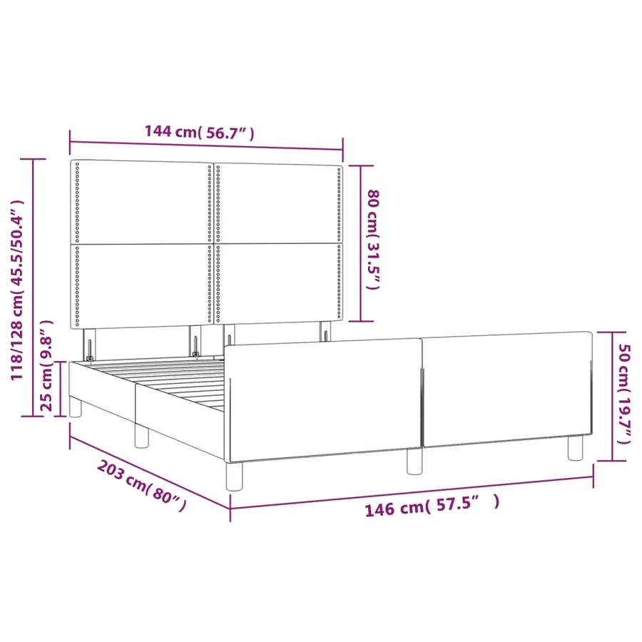 Cadre de lit sans matelas gris clair 140x200 cm velours - 14